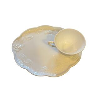 vintage Colony Harvest Grape milk glass snack set